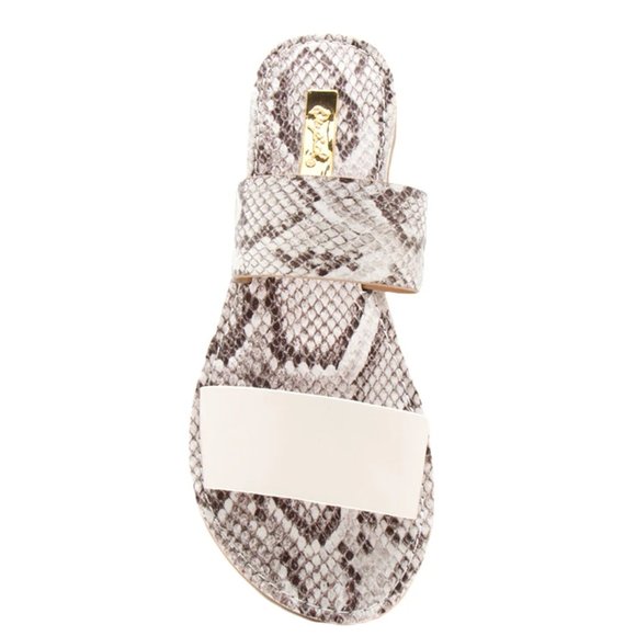 Last Pair Sale! White Snakeskin pattern two band sandals Size 5.5 - Picture 4 of 4